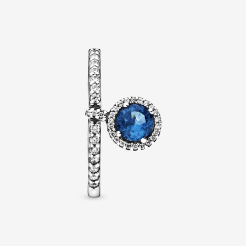 Blue Dangling Round Sparkle Ring