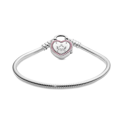 Pandora Moments Heart Padlock Clasp Snake Chain Bracelet