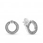 Pandora Pavé & Logo Circle Reversible Stud Earrings