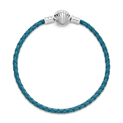 Pandora Moments Seashell Clasp Turquoise Braided Leather Bracelet Pandora Moments Seashell Clasp Turquoise Braided Leather Bracelet