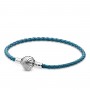 Pandora Moments Seashell Clasp Turquoise Braided Leather Bracelet