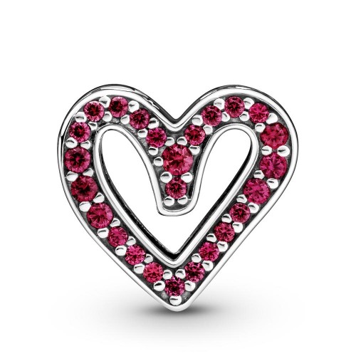 Pandora Sparkling Ruby Red Freehand Heart Charm Pandora Sparkling Ruby Red Freehand Heart Charm