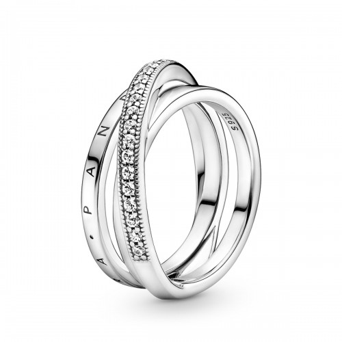 Pandora Crossover Pavé Triple Band Ring