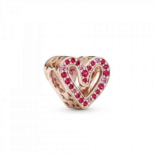 Pandora Sparkling Ruby Red & Pink Freehand Heart Charm