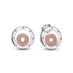 Pandora Signature Two-tone Logo Circles Stud Earrings Pandora Signature Two-tone Logo Circles Stud Earrings