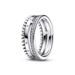 Pandora Signature Logo Pavé & Beads Ring Pandora Signature Logo Pavé & Beads Ring