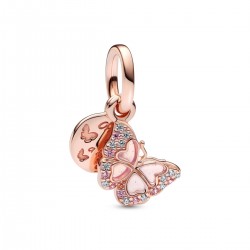 Pandora Pink Butterfly & Quote Double Dangle Charm Pandora Pink Butterfly & Quote Double Dangle Charm