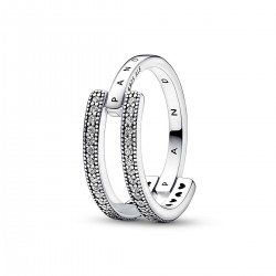 Pandora Signature Logo & Pavé Double Band Ring Pandora Signature Logo & Pavé Double Band Ring