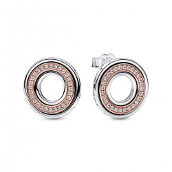 Pandora Signature Two tone Logo & Pavé Stud Earrings Pandora Signature Two tone Logo & Pavé Stud Earrings