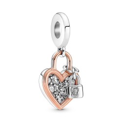 Pandora Heart Padlock Double Dangle Charm