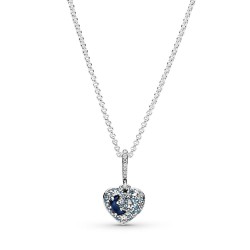 Pandora Sparkling Blue Moon & Stars Heart Necklace Pandora Sparkling Blue Moon & Stars Heart Necklace