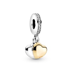 Pandora Two-Tone Double Heart Dangle Charm Pandora Two-Tone Double Heart Dangle Charm