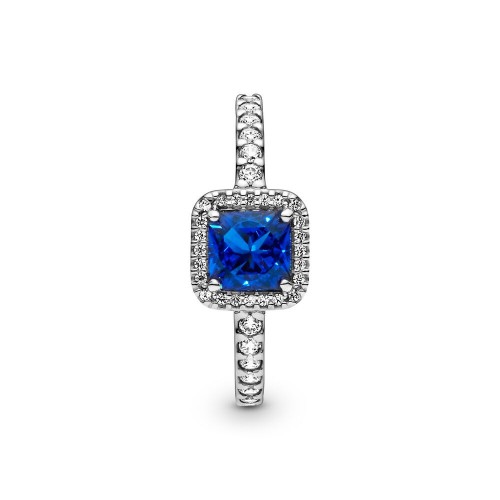 Pandora Blue Square Sparkle Halo Ring Pandora Blue Square Sparkle Halo Ring