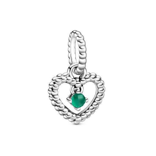 Pandora May Rainforest Green Beaded Heart Dangle Charm Pandora May Rainforest Green Beaded Heart Dangle Charm