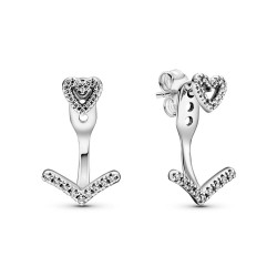 Pandora Sparkling Wishbone Heart Stud Earrings