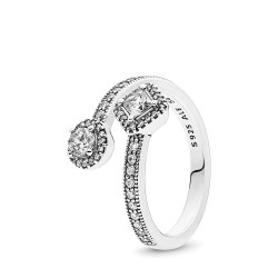 Pandora Sparkling Square & Circle Open Ring