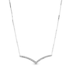 Pandora Sparkling Wishbone Necklace