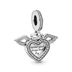 Pandora Heart and Angel Wings Dangle Charm