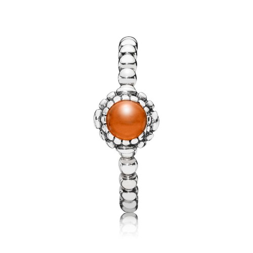 Pandora Birthday Blooms Ring, July, Carnelian Pandora Birthday Blooms Ring, July, Carnelian
