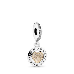 PANDORA Signature Heart Dangle Charm PANDORA Signature Heart Dangle Charm