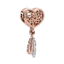 Pandora Openwork Heart & Two Feathers Dreamcatcher Charm