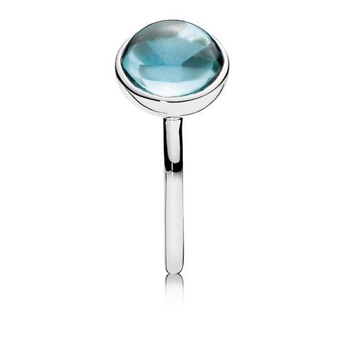 Pandora Poetic Droplet Ring, Aqua Blue Crystal Pandora Poetic Droplet Ring, Aqua Blue Crystal