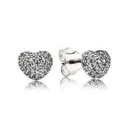 Pandora In My Heart Pavé Stud Earrings, Clear CZ