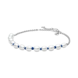 Pandora Freshwater Cultured Pearl Blue Cord Chain Bracelet Pandora Freshwater Cultured Pearl Blue Cord Chain Bracelet