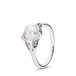 Pandora Luminous Leaves Ring, White Pearl & Clear CZ Pandora Luminous Leaves Ring, White Pearl & Clear CZ