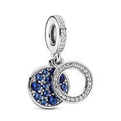 Pandora Sparkling Blue Disc Double Dangle Charm Pandora Sparkling Blue Disc Double Dangle Charm