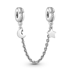 Pandora Half Moon and Star Safety Chain Charm
