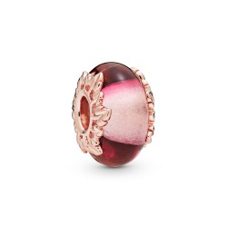 Pandora Pink Murano Glass & Leaves Charm