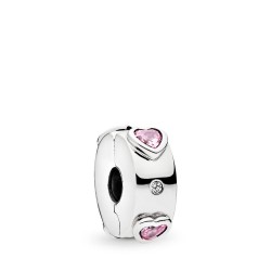 Pandora Sparkling Pink Hearts Clip Charm