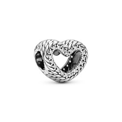 Pandora Snake Chain Pattern Open Heart Charm Pandora Snake Chain Pattern Open Heart Charm