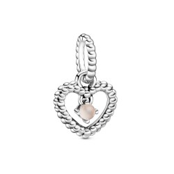 Pandora June Misty Rose Beaded Heart Dangle Charm