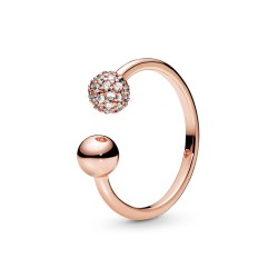 Pandora Polished & Pavé Bead Open Ring