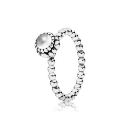 Pandora Birthday Blooms Ring, April, Rock Crystal Pandora Birthday Blooms Ring, April, Rock Crystal