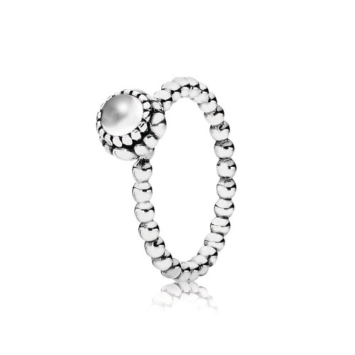 Pandora Birthday Blooms Ring, April, Rock Crystal Pandora Birthday Blooms Ring, April, Rock Crystal