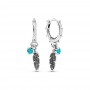 Pandora Turquoise Hearts and Feather Hoop Earrings Pandora Turquoise Hearts and Feather Hoop Earrings