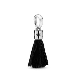 Pandora Black Fabric Tassel Dangle Charm