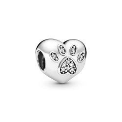 Pandora I Love My Pet Paw Print Heart Charm