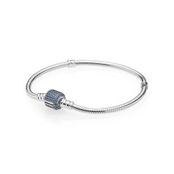 PANDORA Signature Clasp Bracelet, Royal-Blue Crystal
