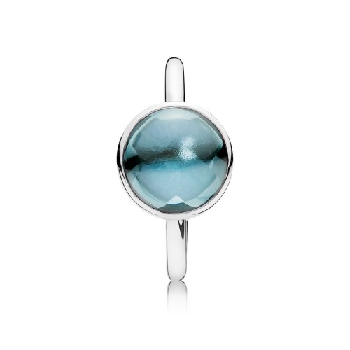 Pandora Poetic Droplet Ring, Aqua Blue Crystal Pandora Poetic Droplet Ring, Aqua Blue Crystal
