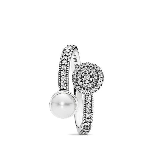 Pandora Luminous Glow Ring, White Crystal Pearl and Clear CZ Pandora Luminous Glow Ring, White Crystal Pearl and Clear CZ
