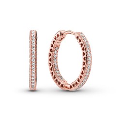 Pandora Sparkle and Hearts Hoop Earrings