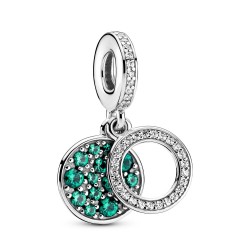 Pandora Sparkling Green Disc Double Dangle Charm Pandora Sparkling Green Disc Double Dangle Charm