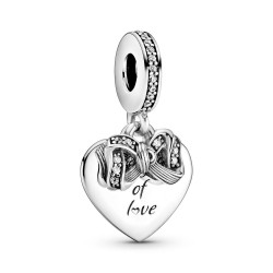 Pandora Bow & Love Heart Dangle Charm Pandora Bow & Love Heart Dangle Charm
