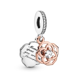 Pandora Two-tone Rose Dangle Charm