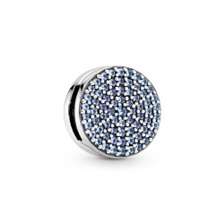 Pandora Round Blue Pavé Clip Charm