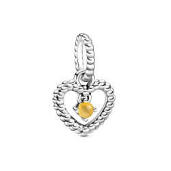 Pandora November Honey Beaded Heart Dangle Charm